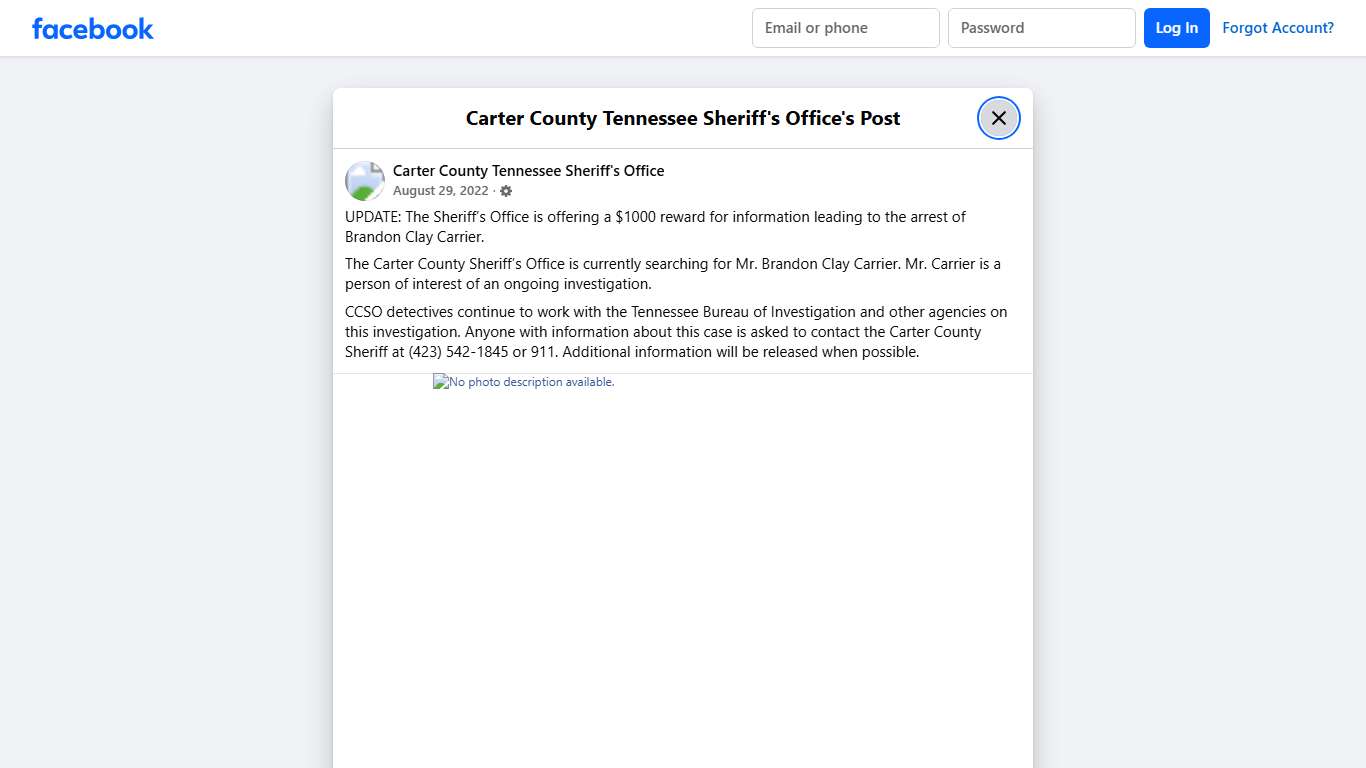 UPDATE: The... - Carter County Tennessee Sheriff's Office | Facebook