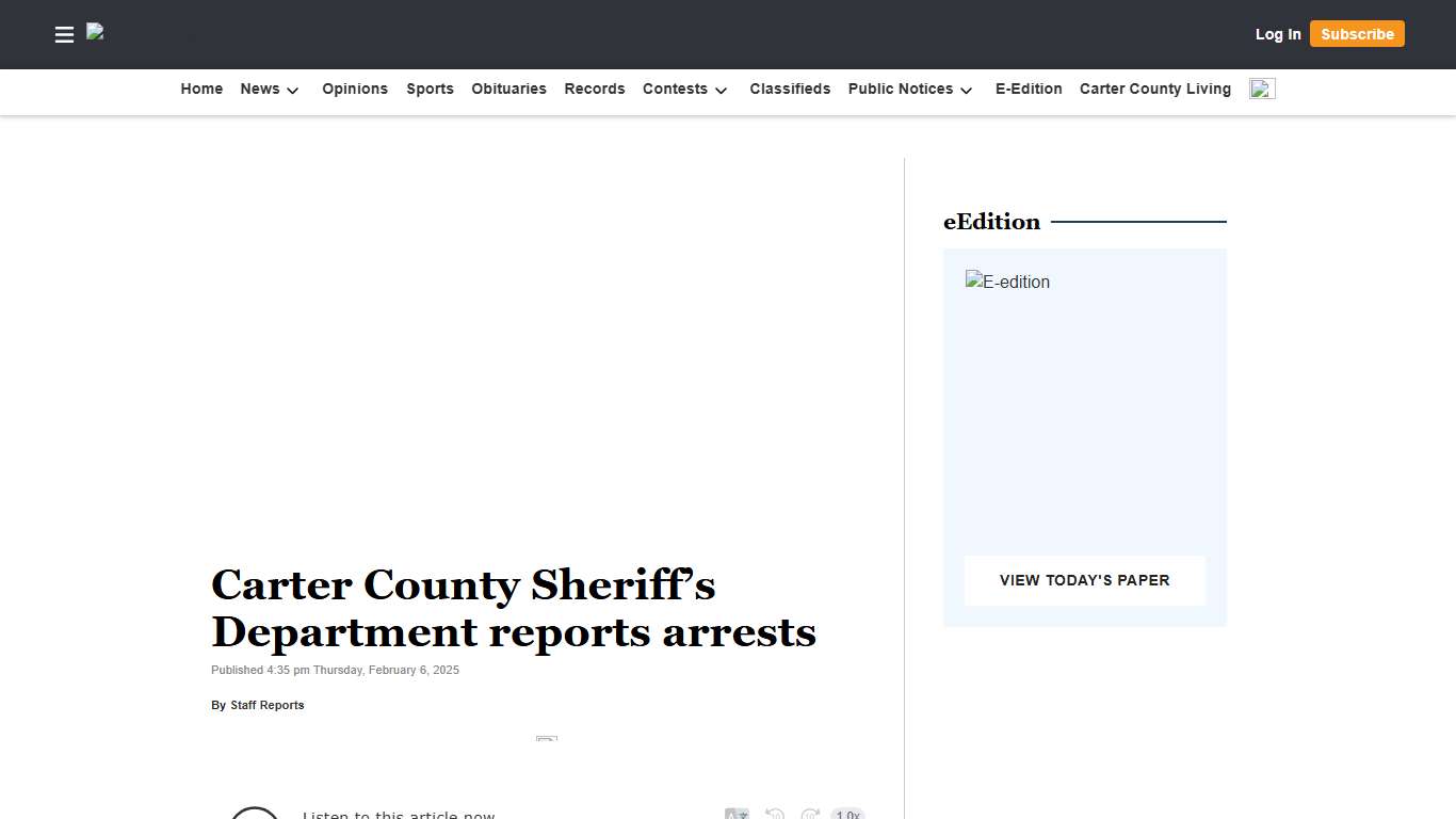 Carter County Sheriff’s Department reports arrests | Elizabethton Star